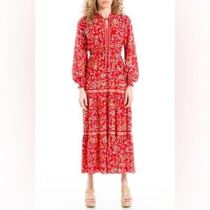Max Studio Floral Red Maxi Dress
